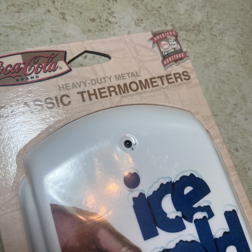 90s Ice Cold Coca Cola Coke Classic Heavy Metal Thermometer New Sealed USA - Picture 2 of 4